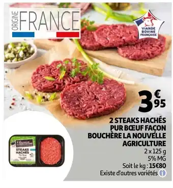 Auchan 2 Steaks hachés pur bœuf façon bouchère La Nouvelle offre