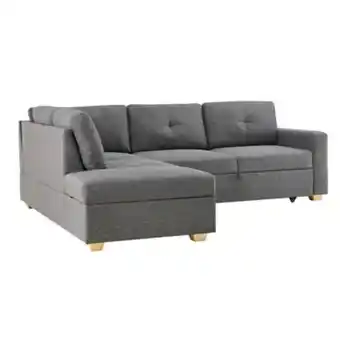 BUT Canapé d'angle gauche convertible athos tissu gris clair offre