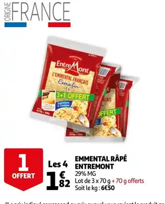 Auchan Emmental râpé Entremont offre