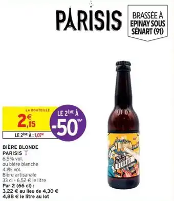 Intermarché PARISIS bière blonde offre