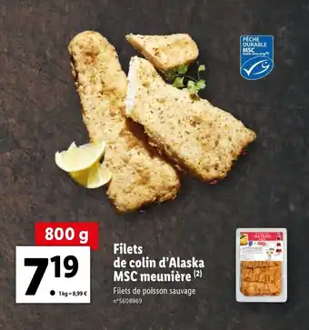 Lidl Filets de colin d'alaska MSC meunière offre