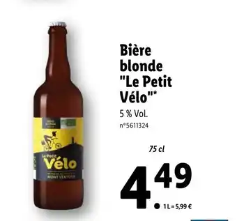 Lidl Bière blonde "le petit vélo" offre