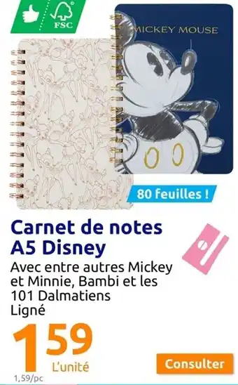 Action Carnet de notes A5 disney offre