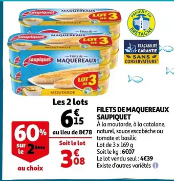 Auchan Filets de maquereaux saupiquet offre