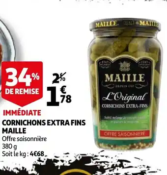 Auchan Cornichons extra fins maille offre