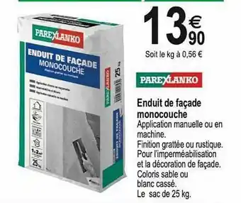Tridôme Enduit De Façade Monocouche Parexlanko offre
