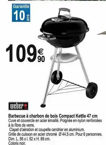 Barbecue à Charbon De Bois Compact Kettle 47 Cm Weber