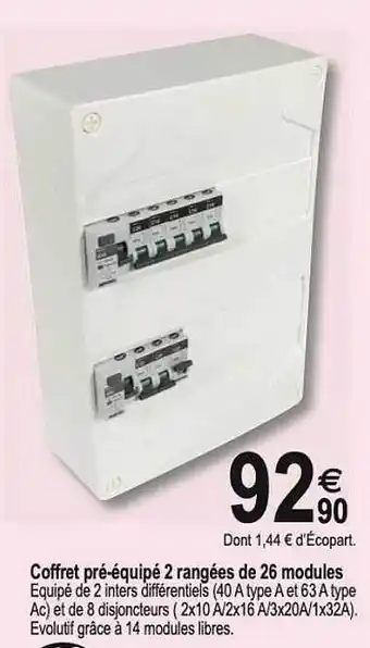 Coffret Pré-équipé 2 Rangées De 26 Modules