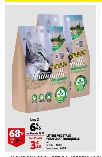 Auchan Litière végétale pour chat tranquille offre