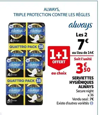 Auchan Serviettes hygièniques always offre