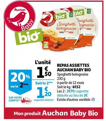 Auchan Repas assiettes auchan baby bio offre