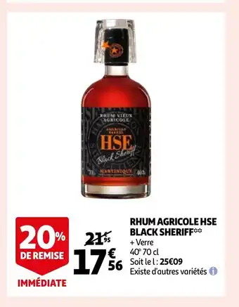 Auchan Rhum agricole hse black sheriff offre