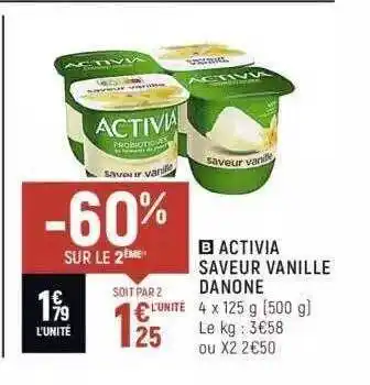 Spar Activia Saveur Vanille Danone offre