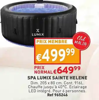 Trafic Spa Lumix Sainte Hélène offre