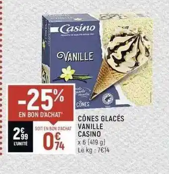 Spar Cônes Glacés Vanille Casino offre