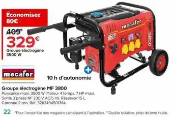 Castorama Groupe électrogène 3500 W Mecafer offre