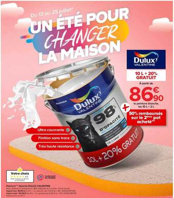 Castorama Peinture Blanche Dulux Valentine offre