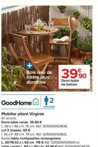 Castorama Demi-table De Balcon Goodhome offre