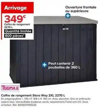 Castorama Coffre De Rangement 2270l Toomax offre