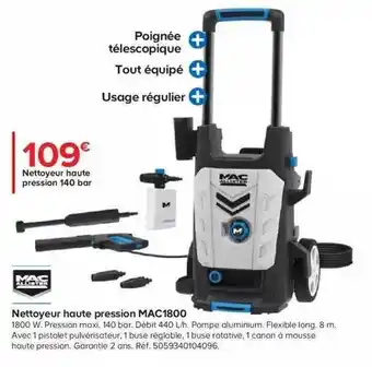 Nettoyeur Haute Pression 140 Bar Mac Allister