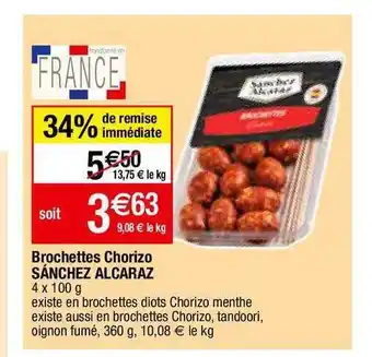 Migros Brochettes Chorizo Sánchez Alcaraz offre