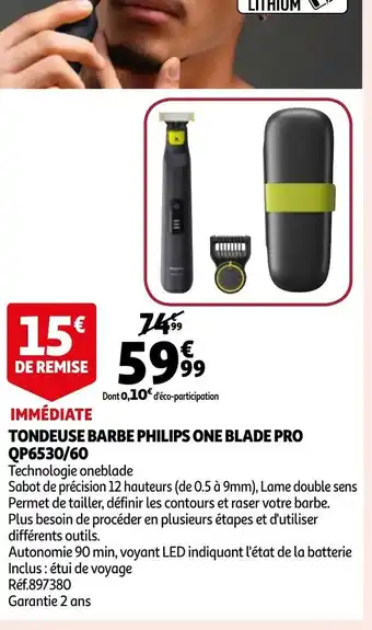 Auchan Tondeuse barbe Philips Oneblade Pro offre