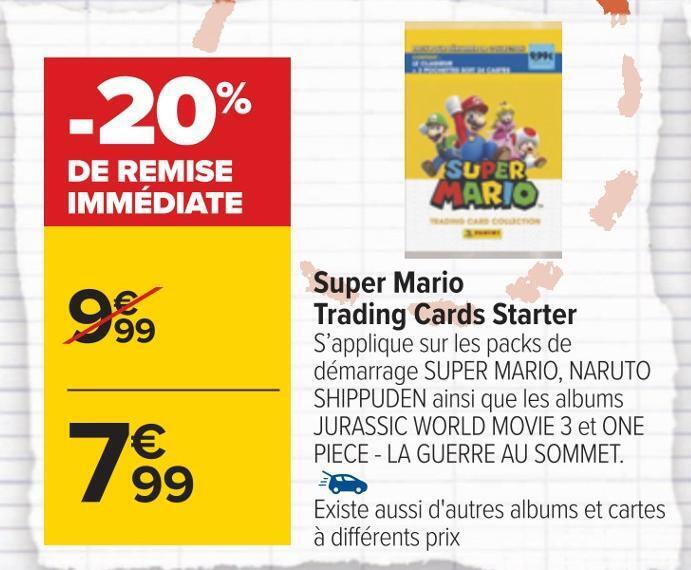 Promo Super mario trading cards starter chez Carrefour