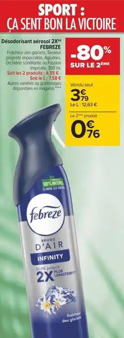 Carrefour Febreze désodorisant aérosol 2x offre