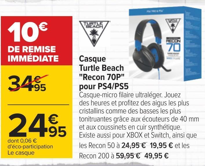 Promo Turtle beach casque pour ps4/ps5 chez Carrefour