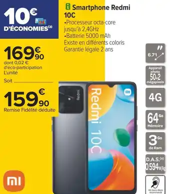Carrefour Xiaomi smartphone redmi 10c offre