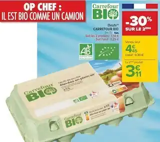 Carrefour Carrefour bio oeufs offre