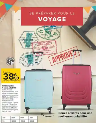 Carrefour Valises rigides 4 roues abs star offre