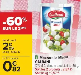 Carrefour Galbani mozzarella mini offre