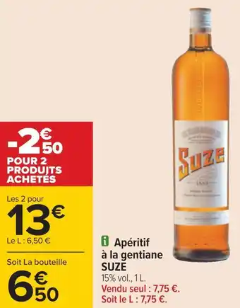 Carrefour Suze apéritif à la gentiane offre
