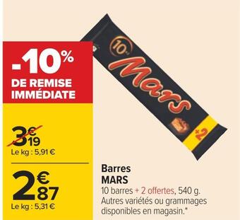 Carrefour Mars barres offre