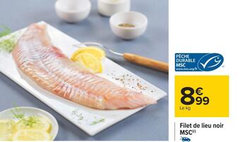 Carrefour Filet de lieu noir msc offre