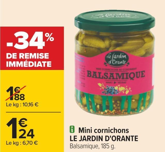 Promo Le jardin d'orante mini cornichons chez Carrefour