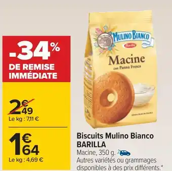 Carrefour Barilla biscuits mulino bianco offre