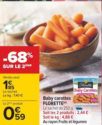 Carrefour Florette baby carottes offre