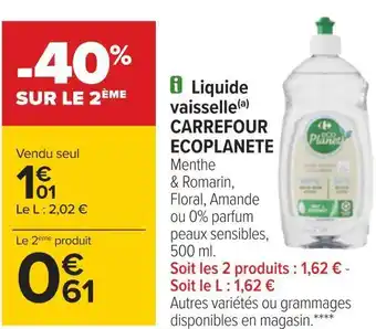 Carrefour Carrefour liquide vaisselle ecoplanete offre