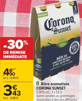 Carrefour Corona sunset bière aromatisée offre