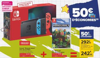 Carrefour Console "nintendo switch" avec joy-con néon + jeu "minecraft" pour nintendo switch offre