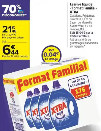Carrefour Market Xtra lessive liquide format familial offre