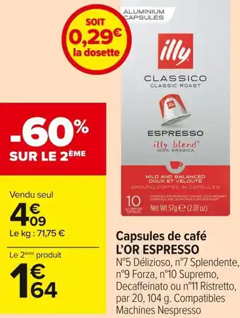 Carrefour Market L’or espresso capsules de café offre