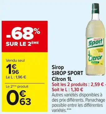 Carrefour Market Sirop sport sirop citron 1l offre