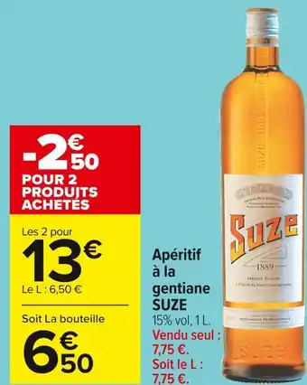 Carrefour Market Suze apéritif à la gentiane offre