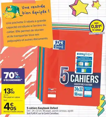 Carrefour Market Oxford 5 cahiers easybook offre