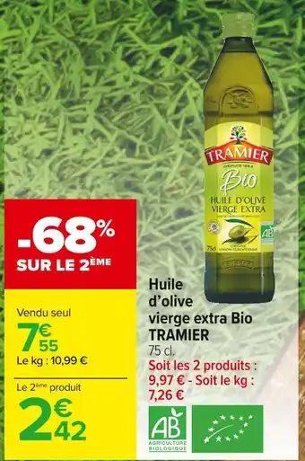 Carrefour Market Tramier huile d’olive vierge extra bio offre
