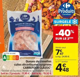 Carrefour Market Carrefour classic’ queues de crevettes cuites décortiquées surgelées offre