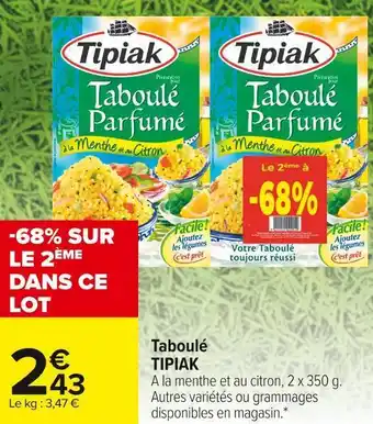 Carrefour Market Tipiak taboulé offre